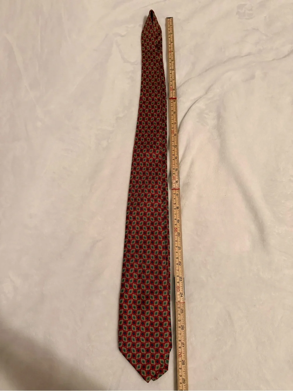 Vintage Christian Dior Monsieur Red Geometric Silk Tie